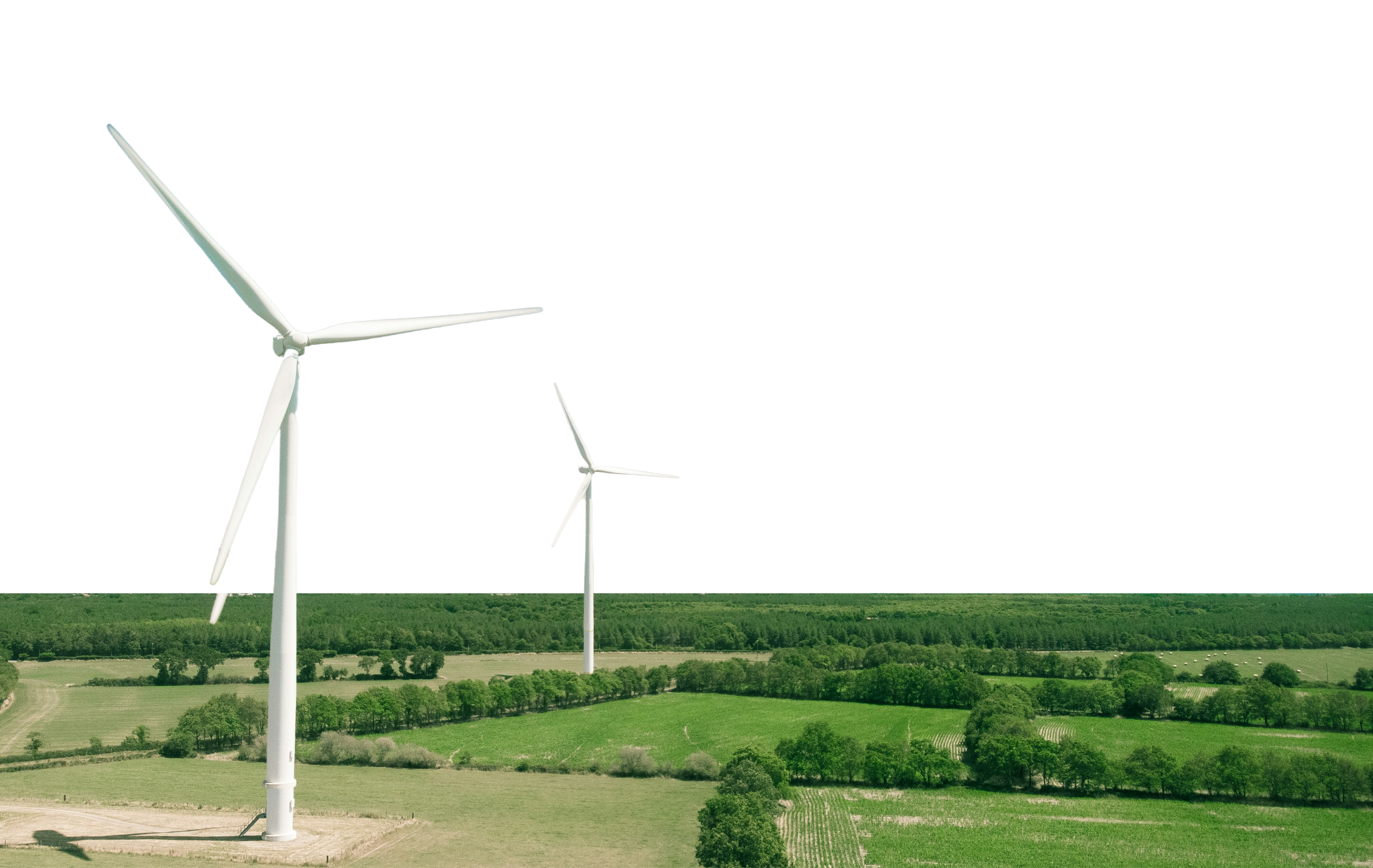 Wind turbines over farmland